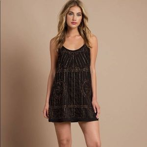 Sedona Black slip minidress with bronze sequins